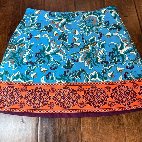 Lady Hagen Pants - Lady Hagen Scarf Print Golf Skort Blue Orange size 2 Preppy Mosaic Athleisure